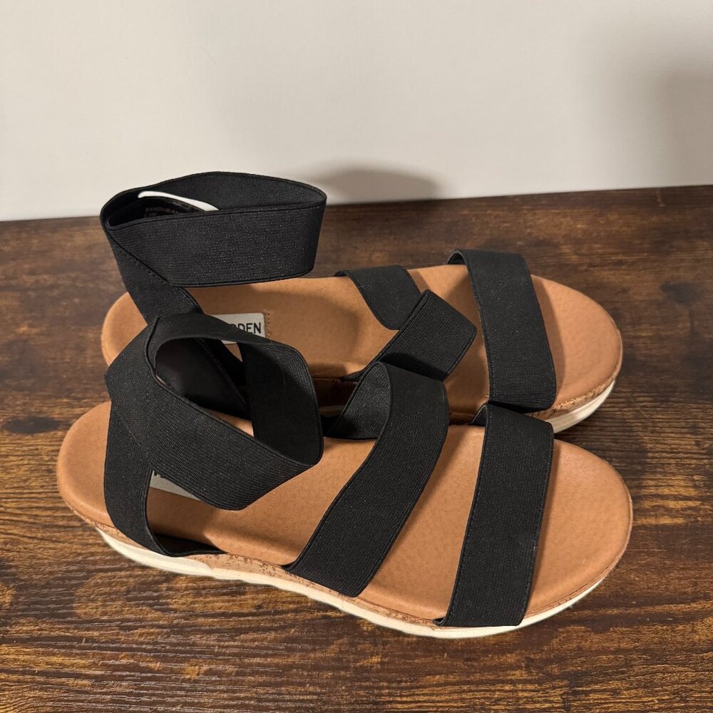 Steve Madden Bandi Black Strappy Platform Sandals
